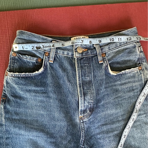 AGOLDE Riley Medium Blue Wash Buttonfly Raw Hem Jeans 25 - Picture 11 of 11